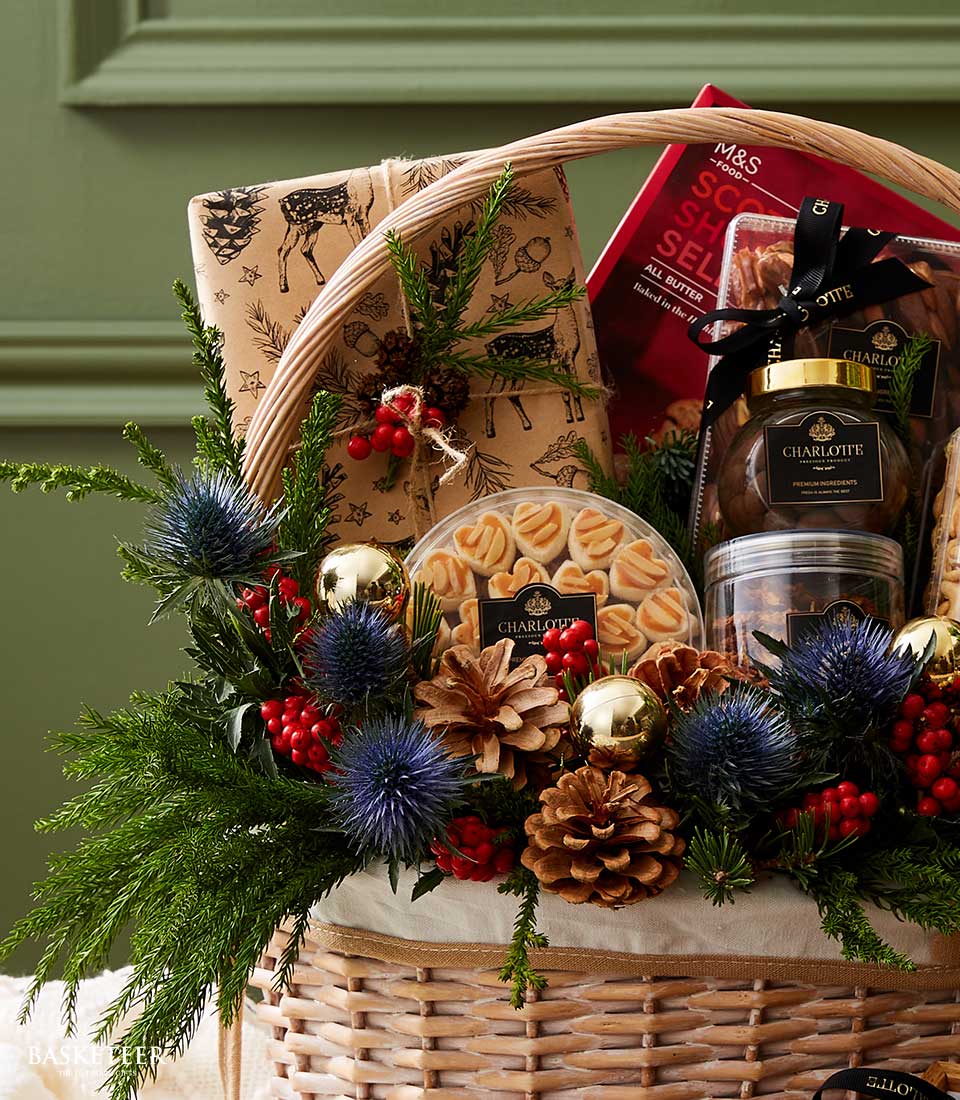 Close-up of Festive Indulgence Gourmet Basket – Perfect Christmas Gift