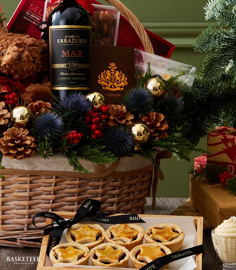 Close-up of Festive Indulgence Gourmet Basket – Perfect Christmas Gift
