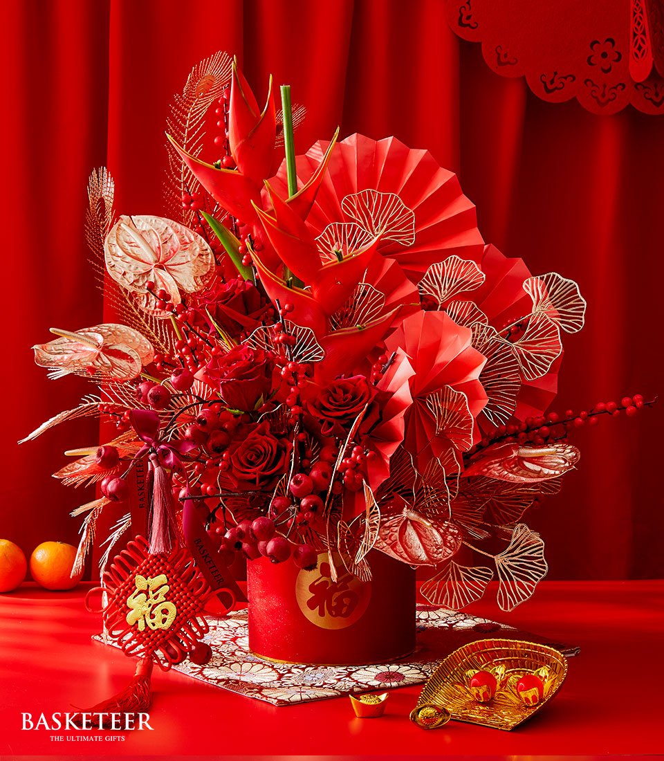 Import Roses With Various Decorations In The Red Box, Chinese New Year