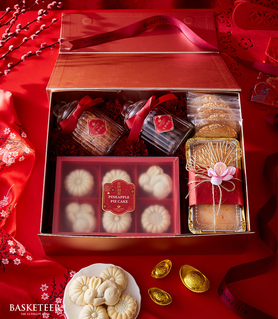Orange Zest Pound Cake, Butter Cookies, Orange Jelly Candy In The Roses Gold Box, Chinese New Year Gift