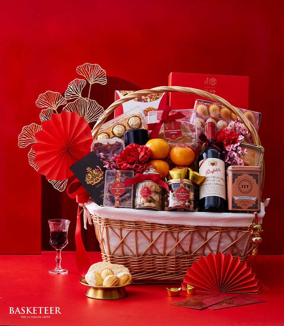 Delightful Chinese New Year Wine and Sweets Treats Hamper