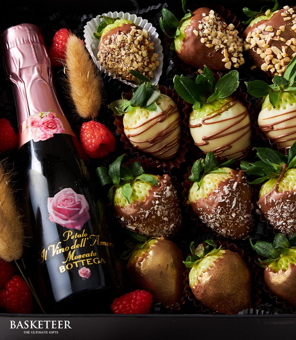 An opulent gift ensemble showcasing a bottle of 