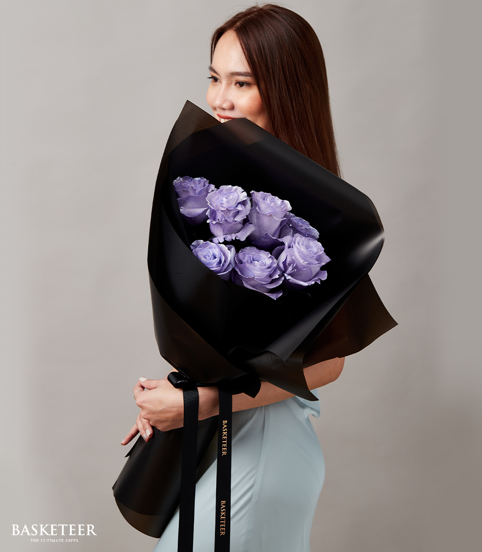 Valentine's day, Fresh Flowers, Roses flowers, Purple Roses Bouquets for Valentine's day.