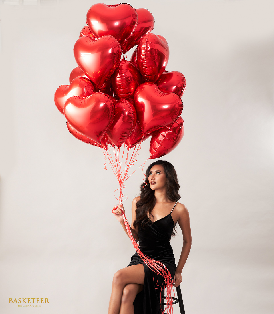 Hot Red Heart Balloons Gift Set