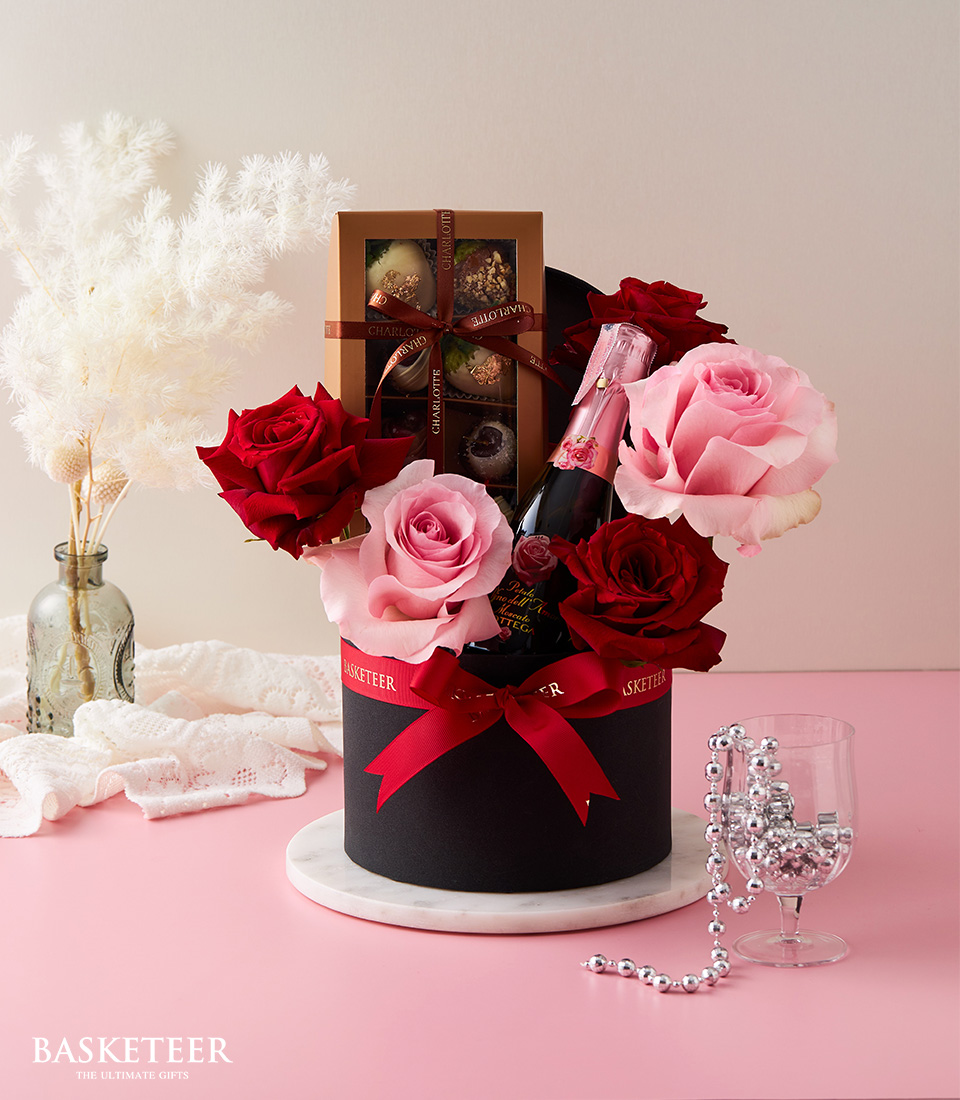 Sweet Roses With Wine Delights Box Set