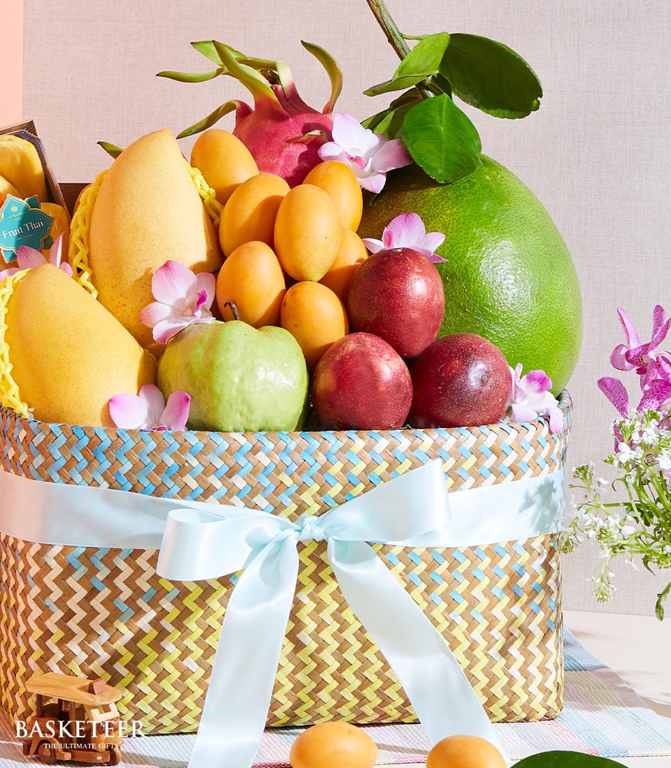 A luxurious woven basket elegantly labeled 