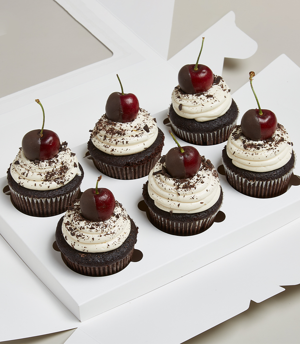 Half Dipped Dark Cherry Chocolate Cupcakes