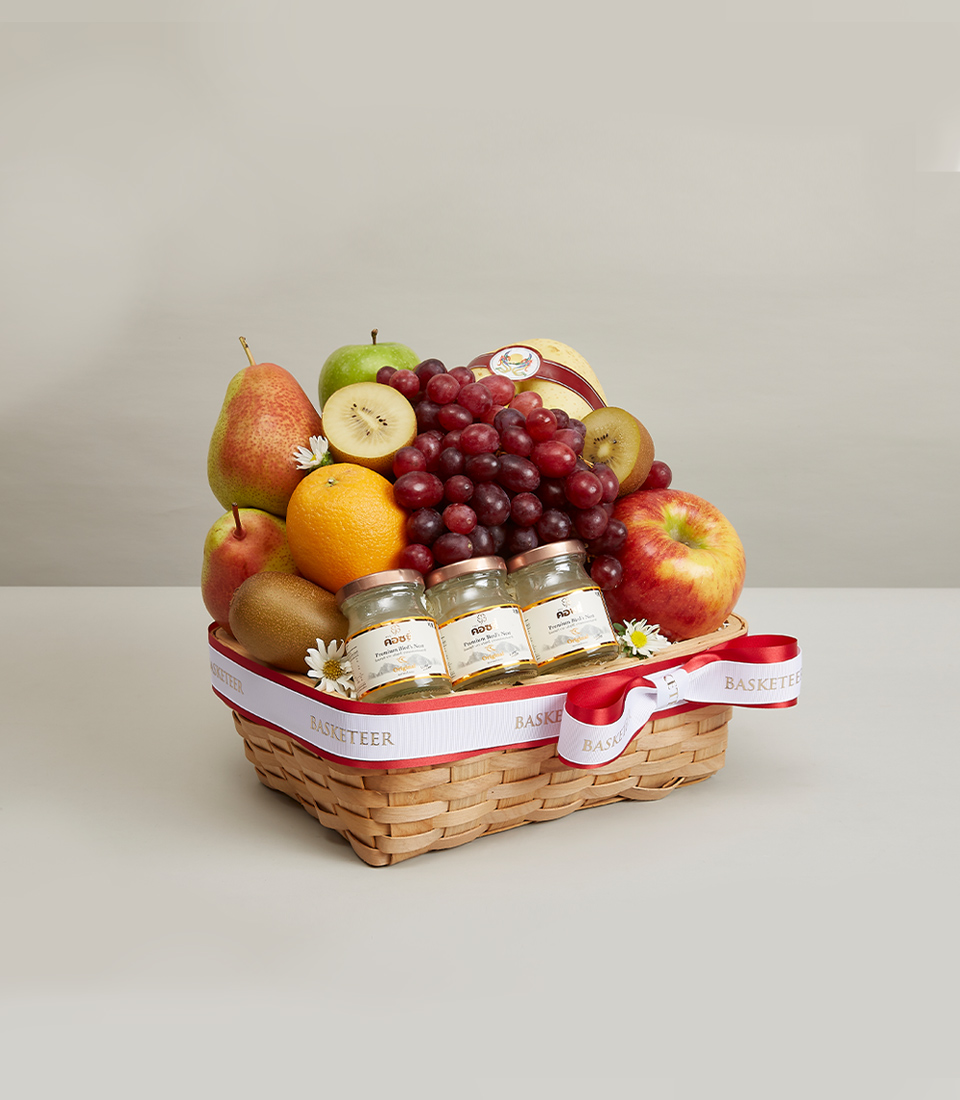 Premium Fruit & Cozxy Bird's Nest Gift Baskets