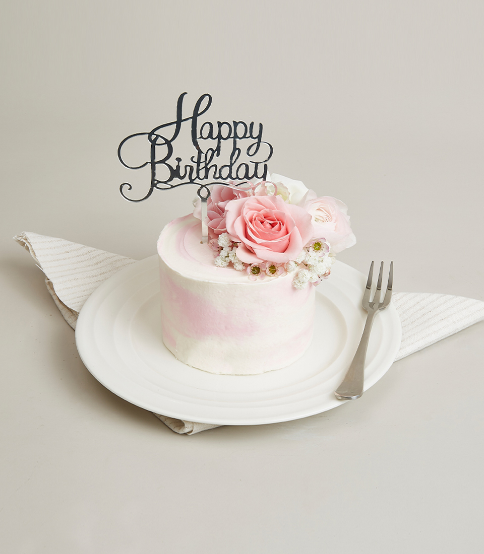 White Cream & Pink Roses Mini Cakes