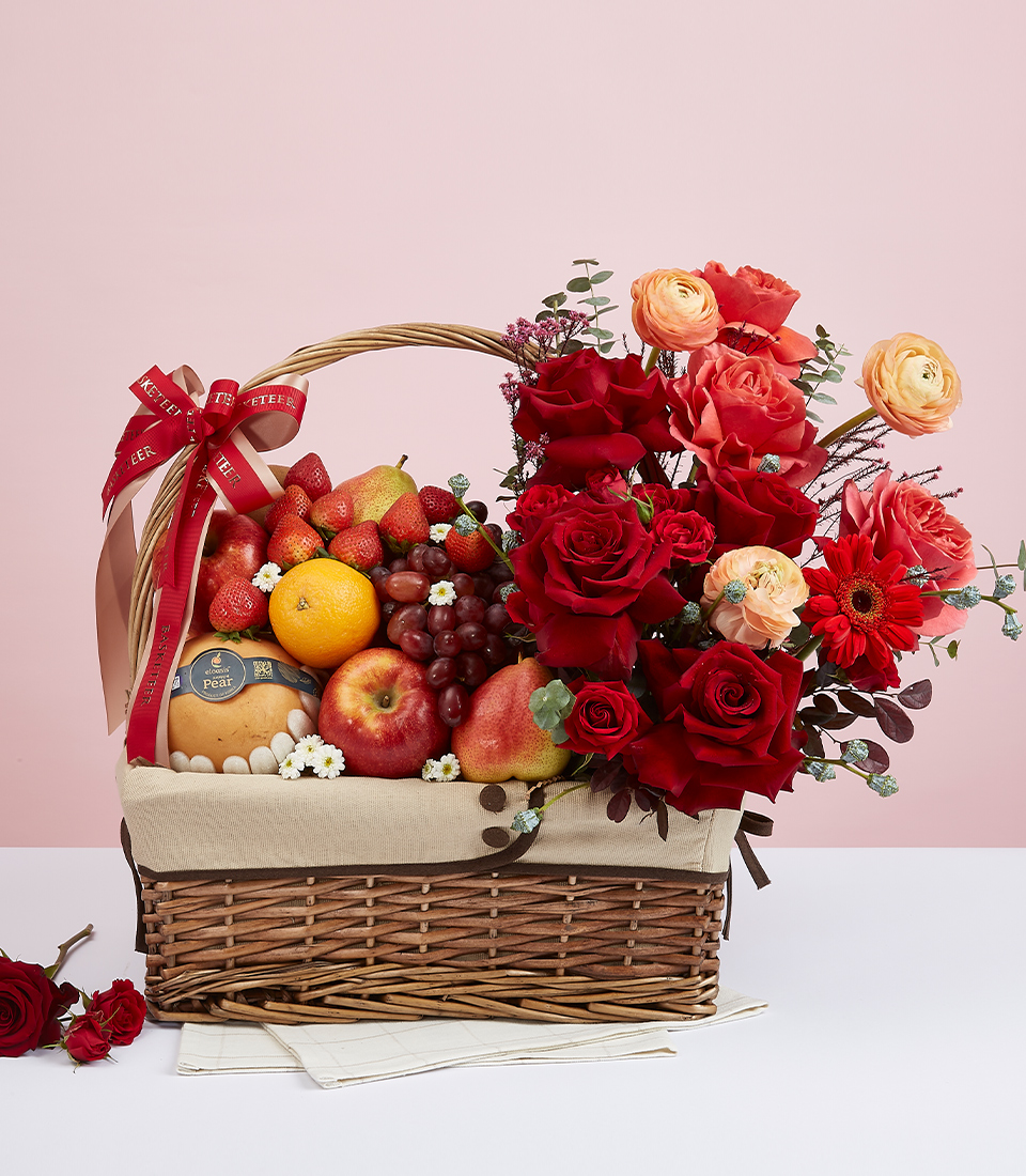 Garden Fresh Blooms &  Fresh Fruit Basket