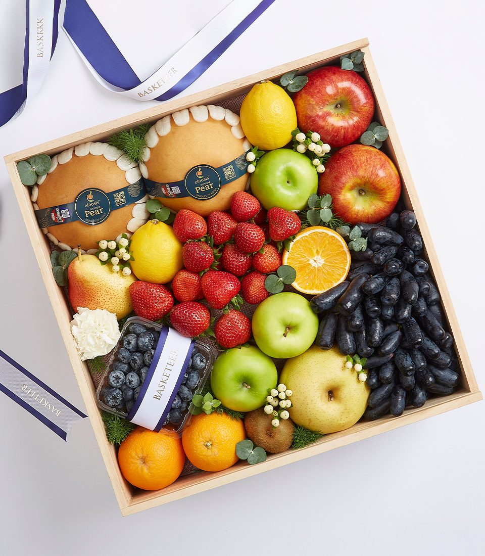 Mixed Fresh Fruits In The Wooden Box Gift