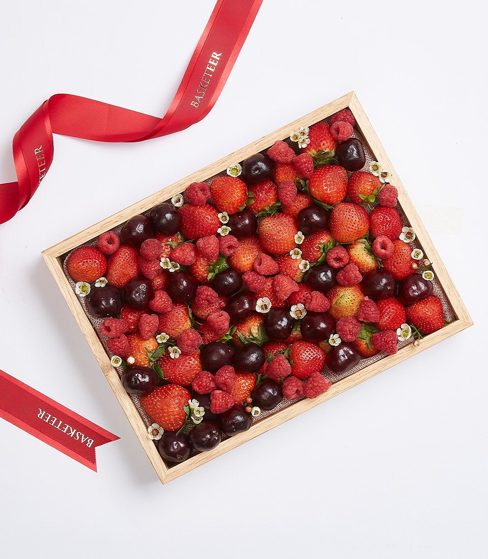 Explore our delightful Bountiful Mixed Berry Gift Boxes featuring a selection of fresh strawberries, cherries, raspberries, and Berries more. With a total of fruits beautifully presented in a gift box, it's the perfect choice for any occasion. Order now and treat yourself or a loved one to these delicious berries!