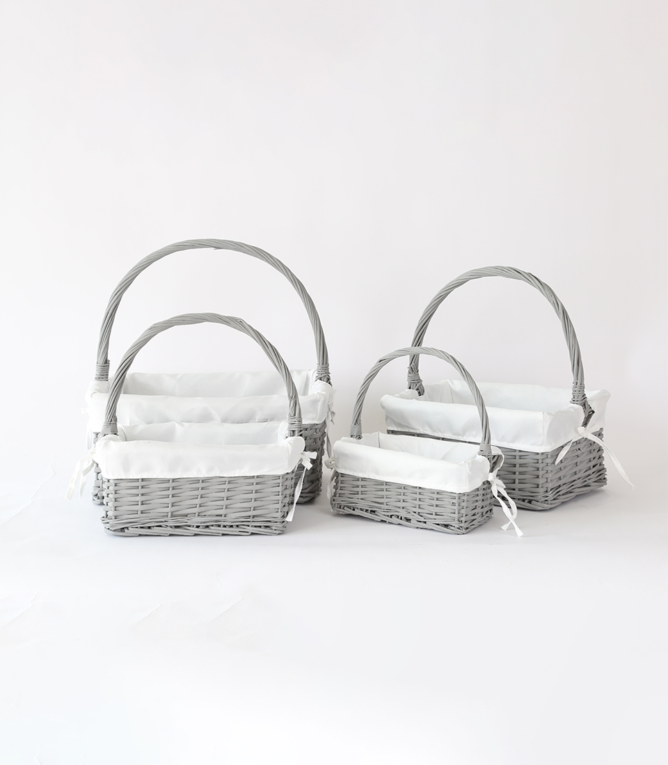 Discover our versatile gray wicker basket with a white cloth bag inside, perfect for stylish storage. Get organized with our elegant storage solution today!