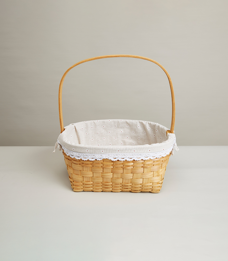 Rattan Basket With Elegant Cloth Lining and Handle
