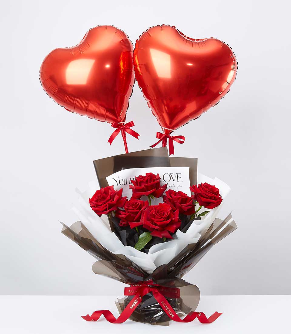 Surprise your loved ones with our exquisite Red Roses and Heart Balloon Set, ideal for birthdays, Valentine's Day, or any special occasion. Our vibrant red roses paired with a heart-shaped balloon convey love and affection in the most beautiful way. Order now to spread joy and happiness!
