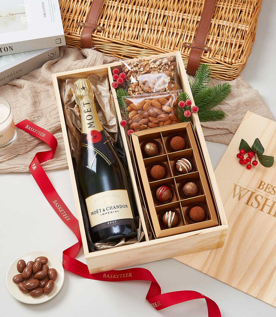 Moet & Chandon Imperial Champagne Wine and Chocolate Crate