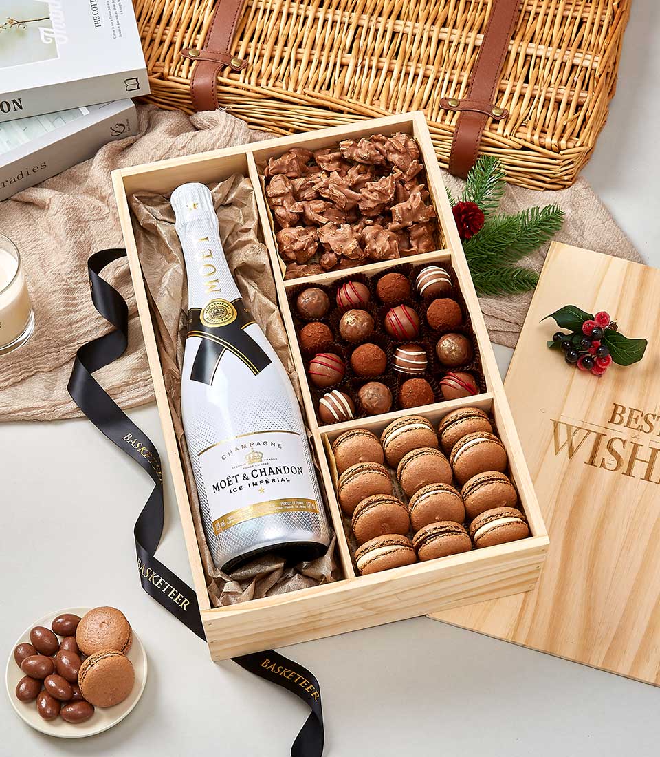 Wine and Chocolate-Macarons Extravaganza Gift Box