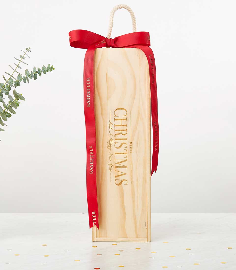 A luxurious wooden gift box, elegantly engraved with 