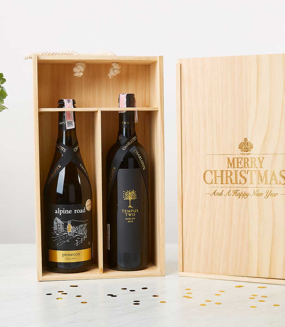 Elegant Twin Wine Wooden Gift Box