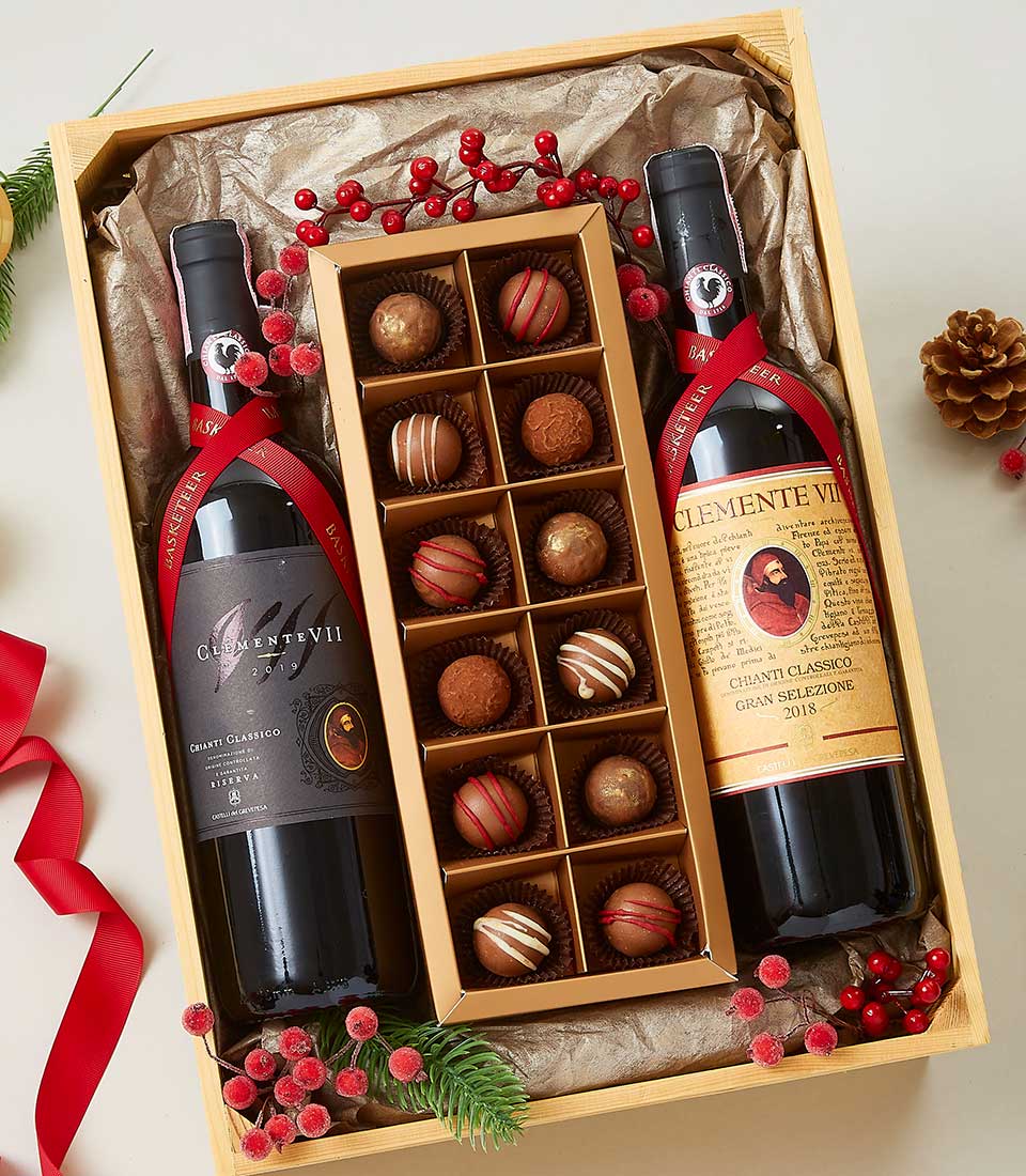 A luxurious gift box from Basketeer featuring two exquisite bottles of 