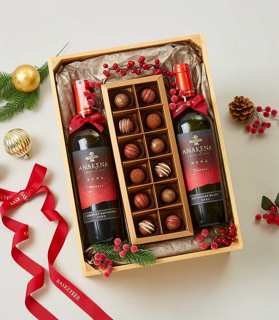 Double Wine & Chocolate Pine Crate