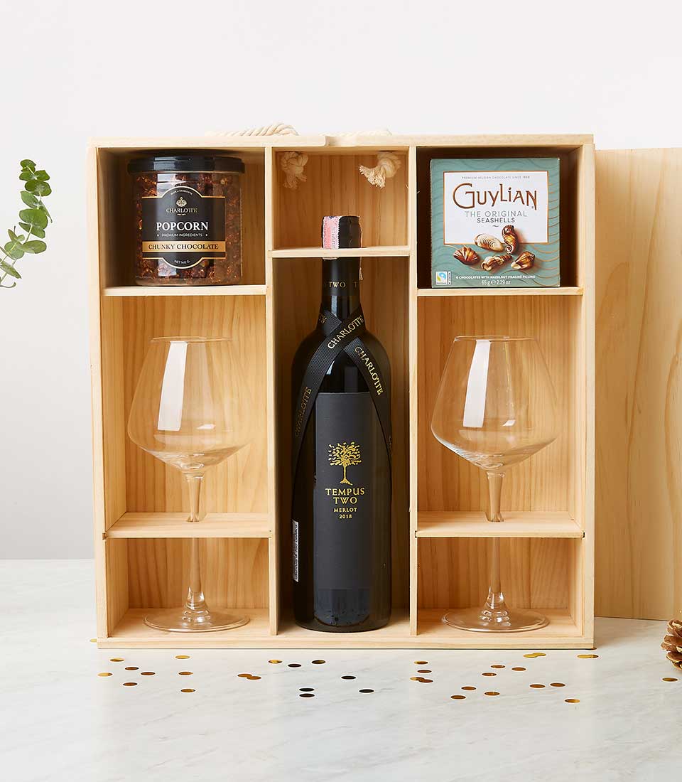 Classy Romance Wine Pine Crate