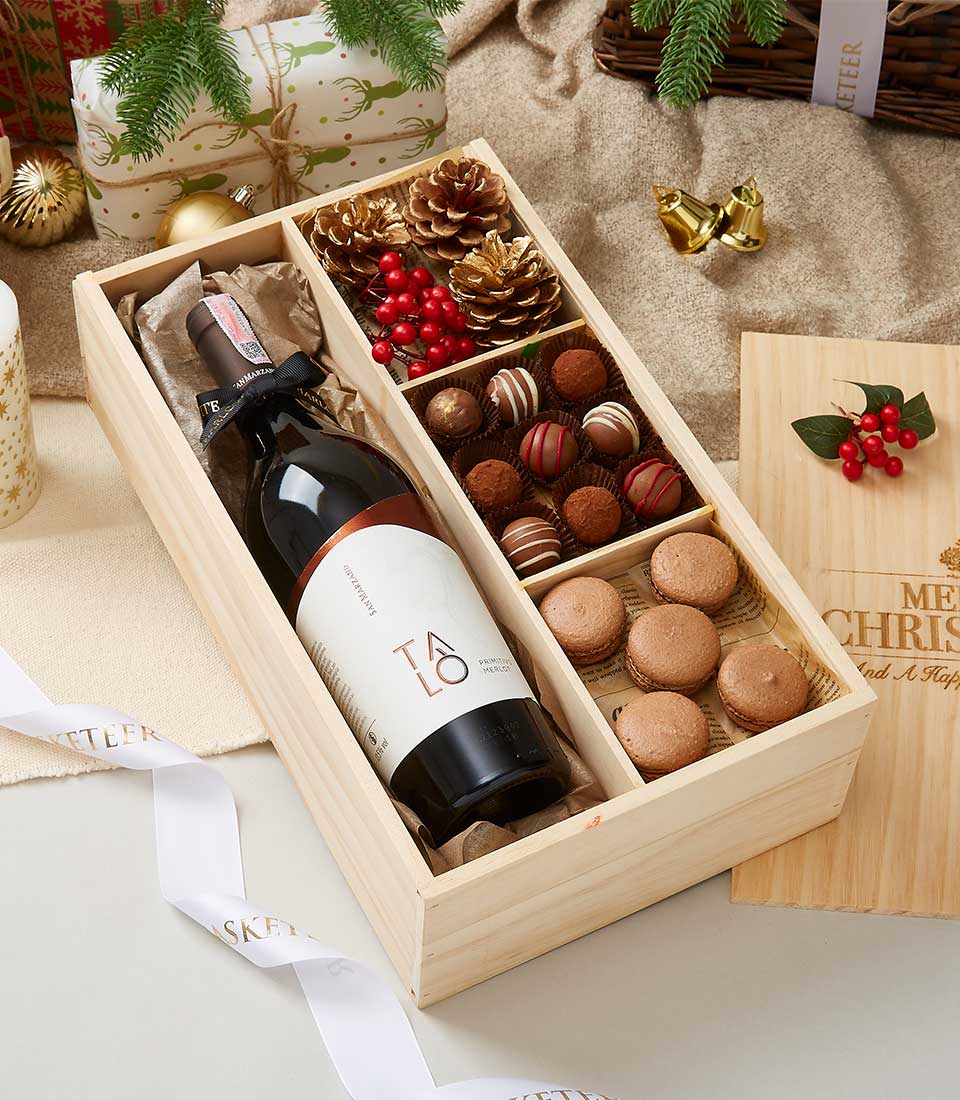 Talo primitivo Merlot Wine and Chocolate In Wooden Box