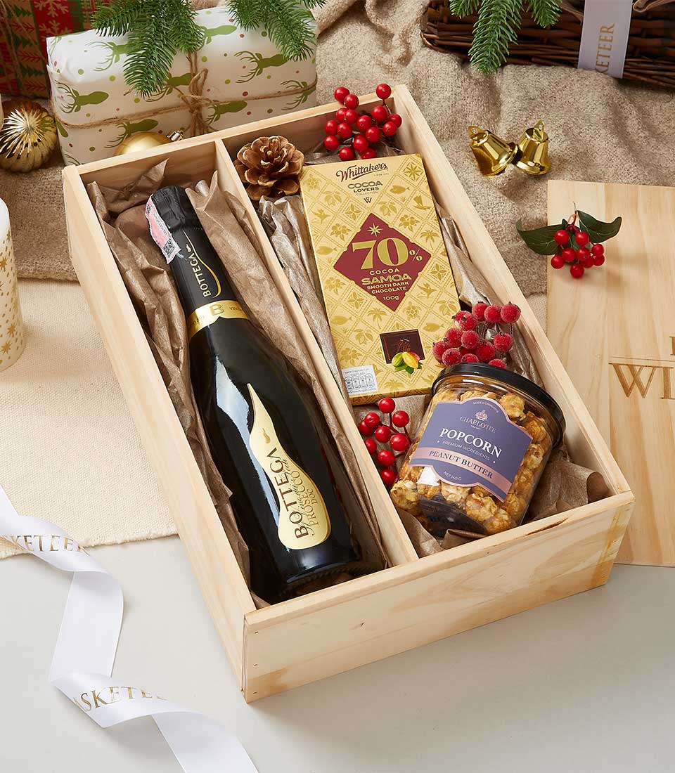 Bottega Prosecco Doc Brut Wine and Chocolate In Wooden Box