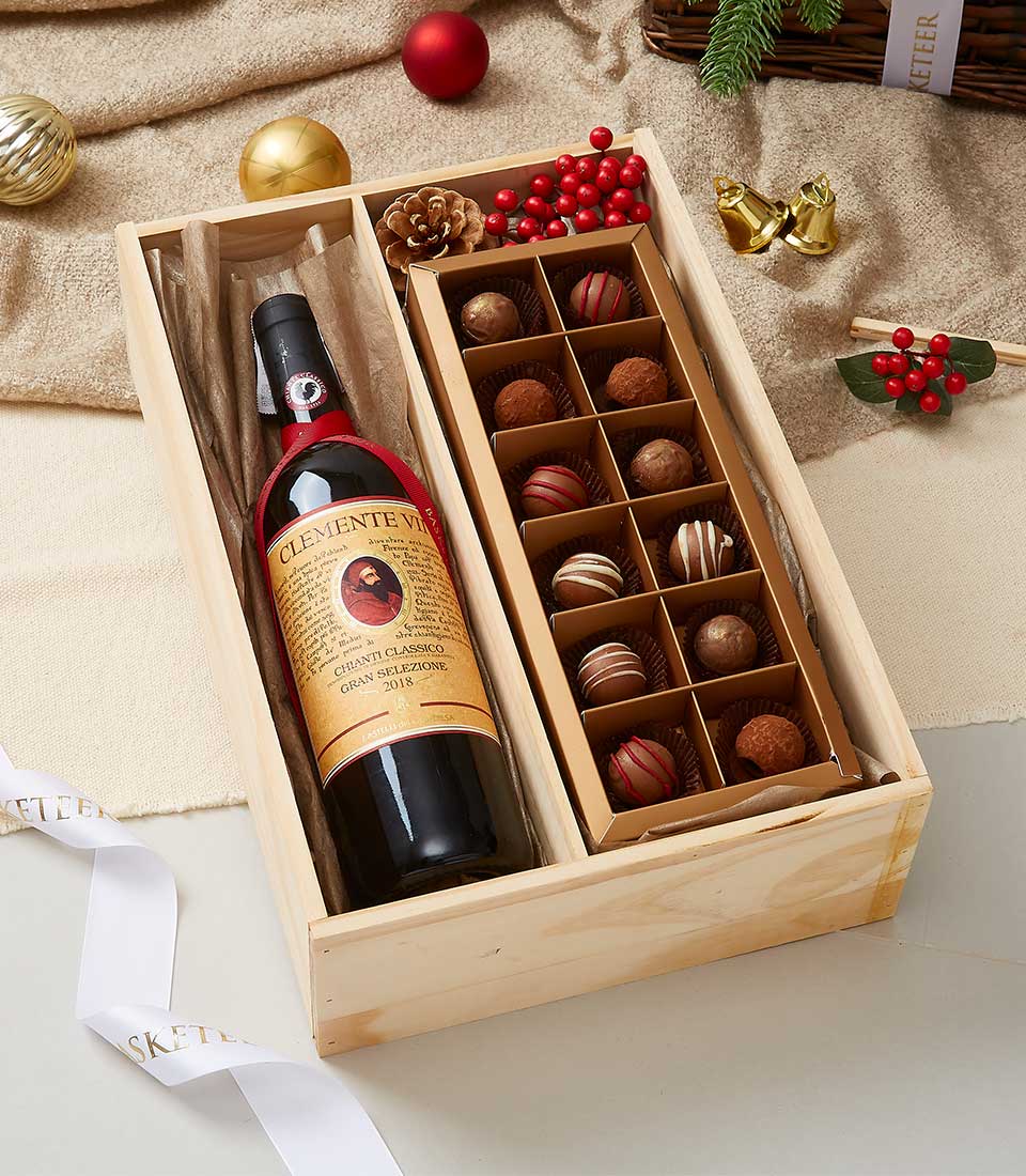 Chianti Classico Docg Gran Selezione - Clemente Vil 2018 Wine and Chocolate In Wooden Box