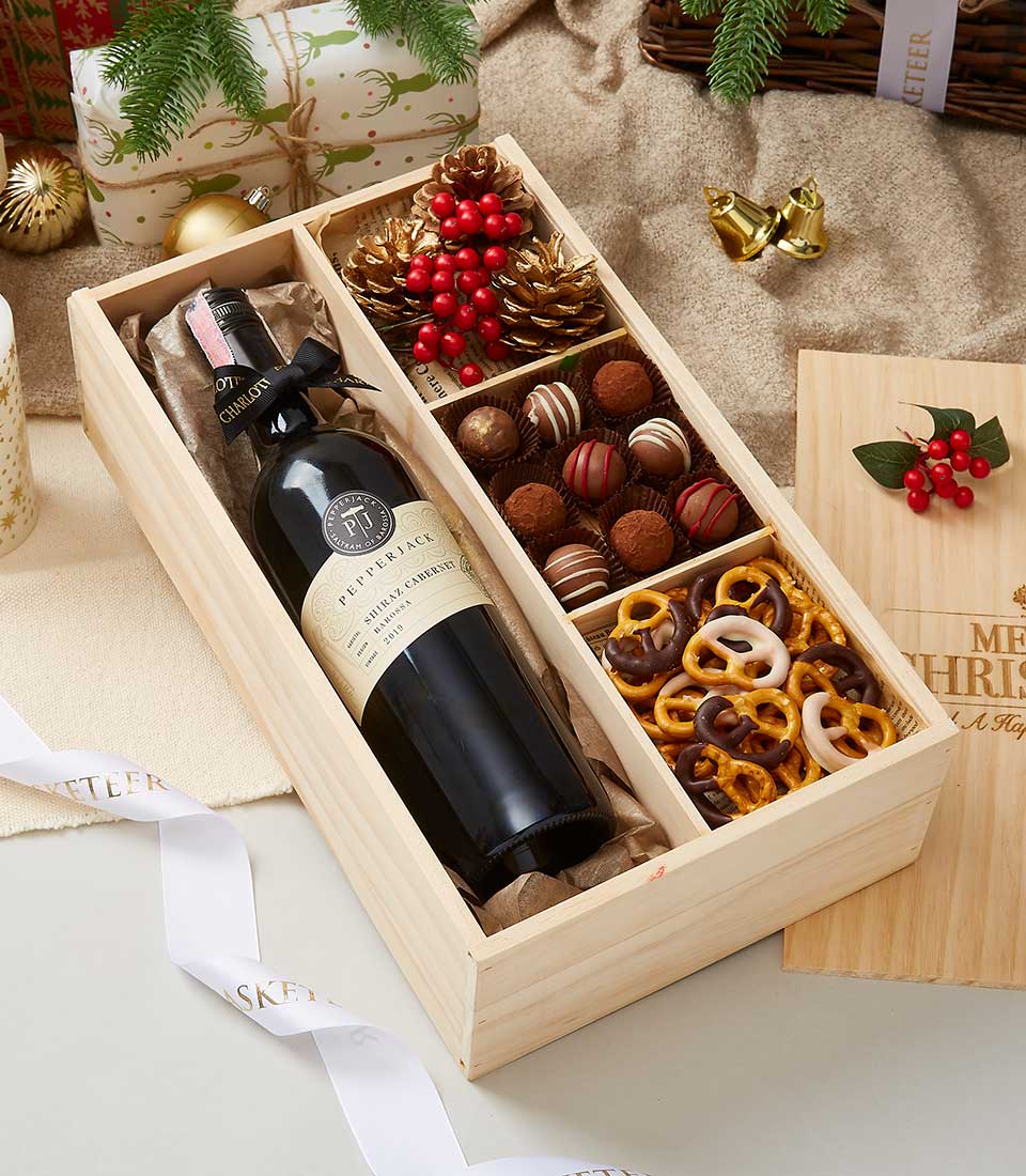 ITALASIA PEPPERJACK Shiraz Cabernet Barossa Wine and Chocolate In Wooden Box
