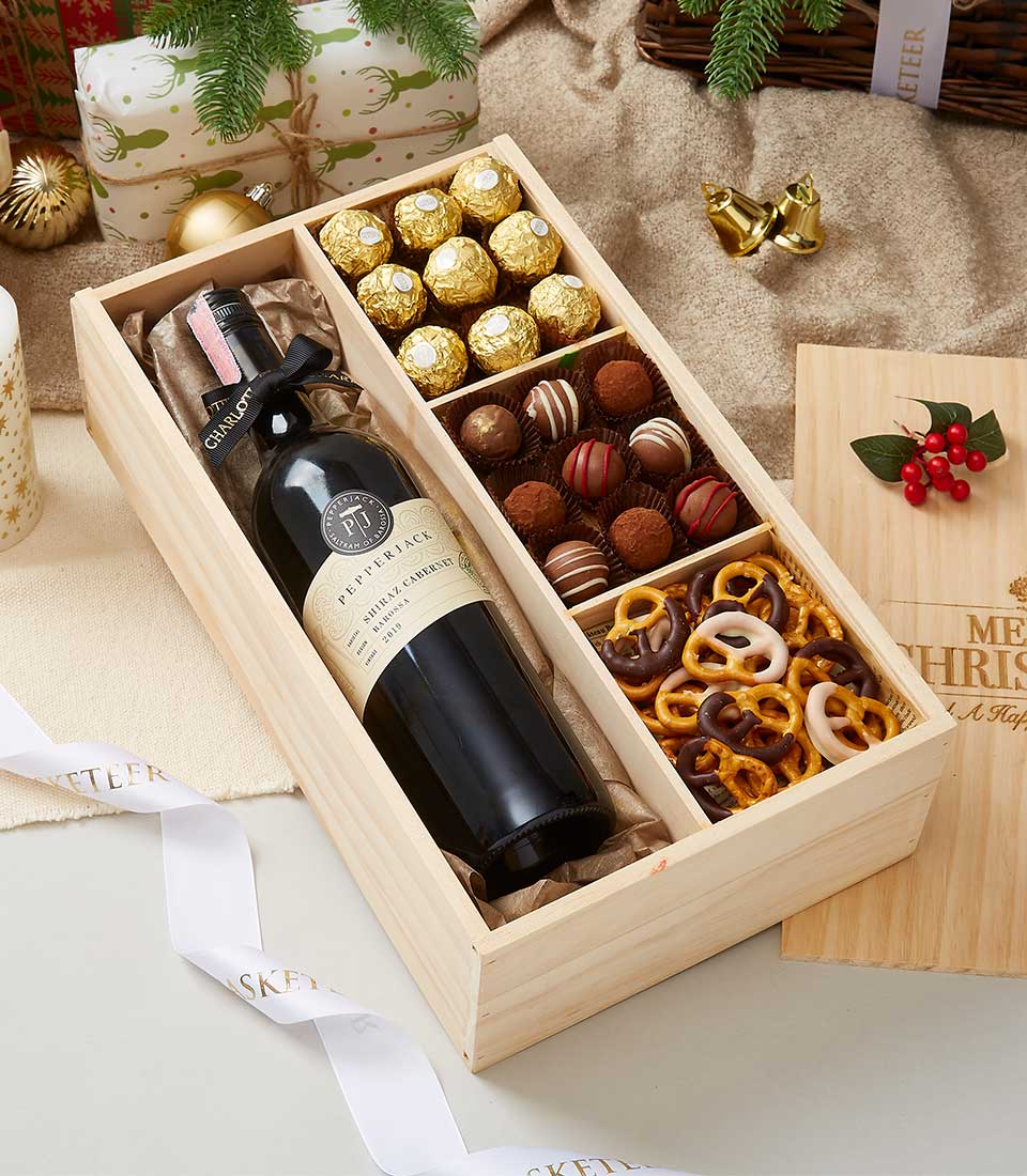 ITALASIA PEPPERJACK Shiraz Cabernet Barossa Wine and Chocolate In Wooden Box