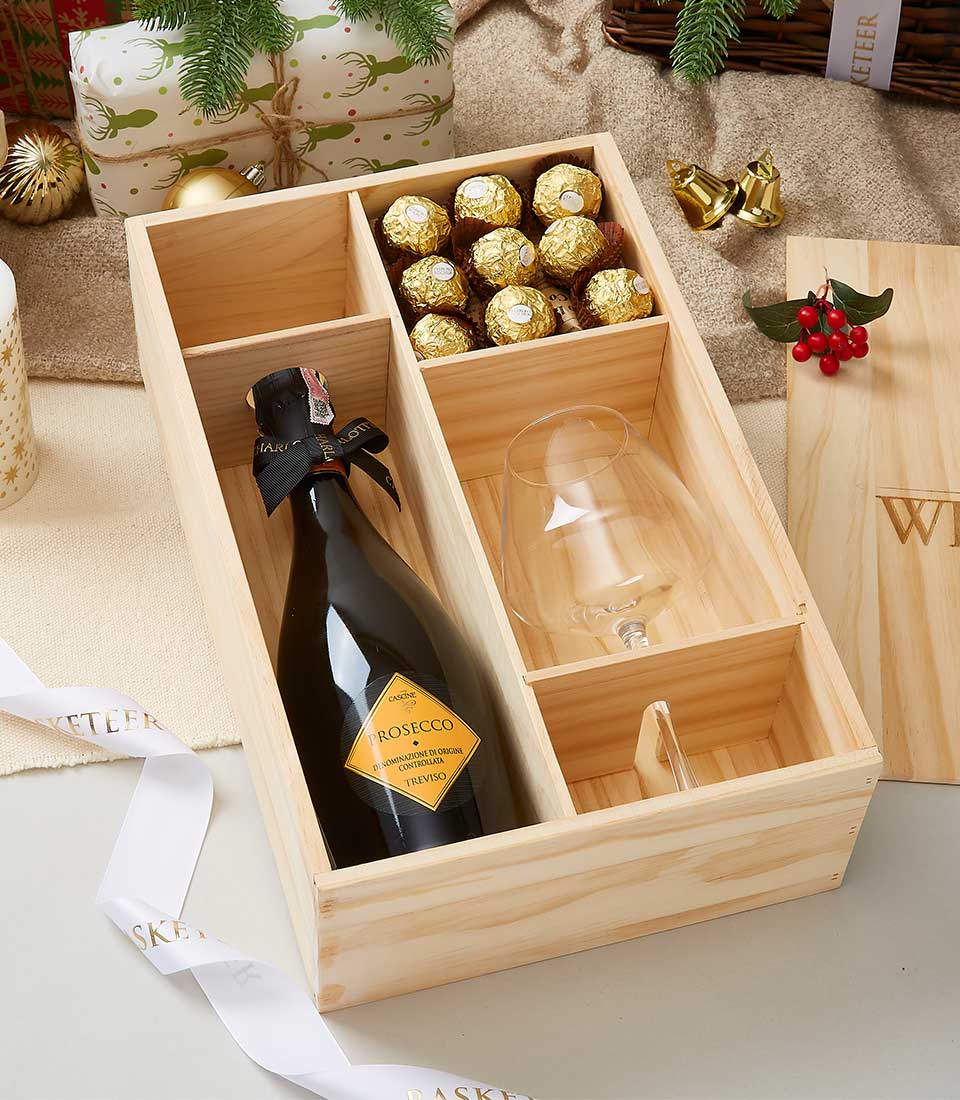 Savoring Wine & Chocolate With Glass In Box