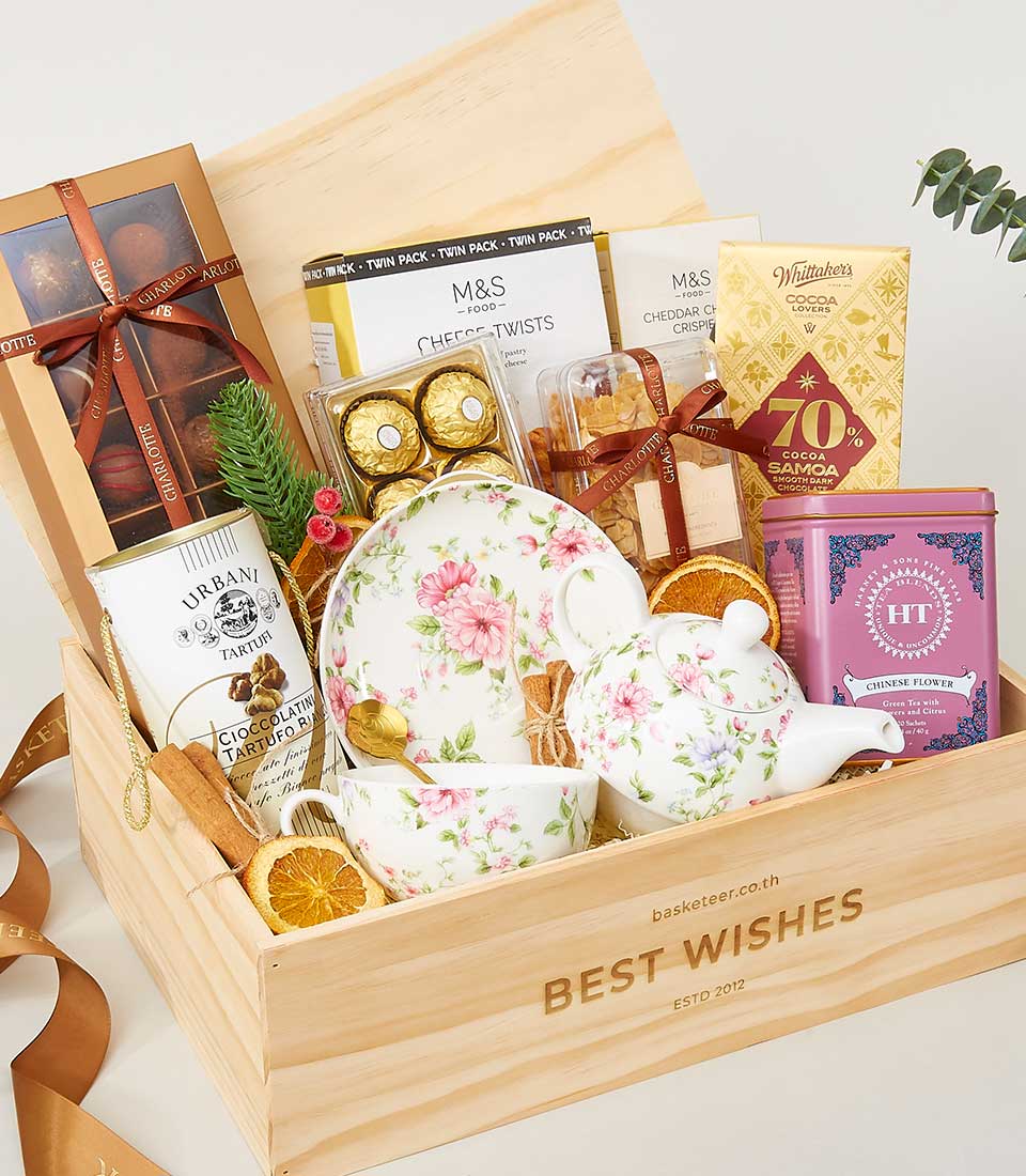 An exquisite wooden gift box elegantly branded with 