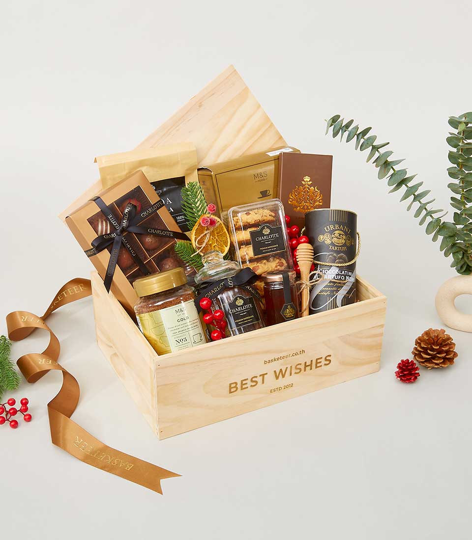 Healthy-Wellness Gift In Pine Wooden Box