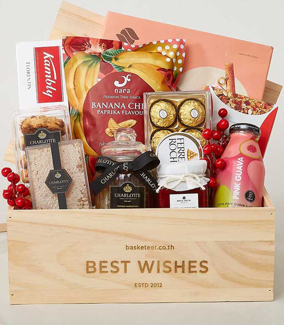 A beautifully crafted wooden crate emblazoned with 