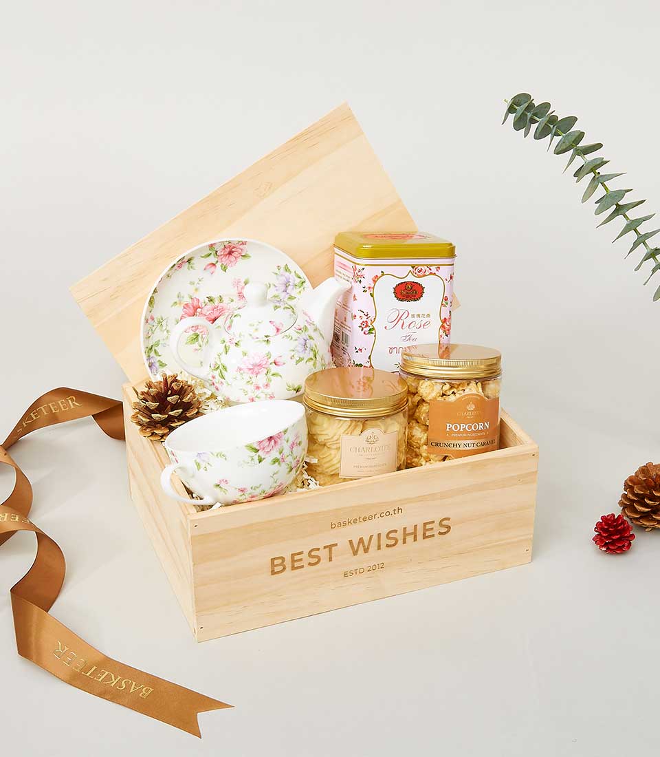 A luxurious wooden gift box adorned with 