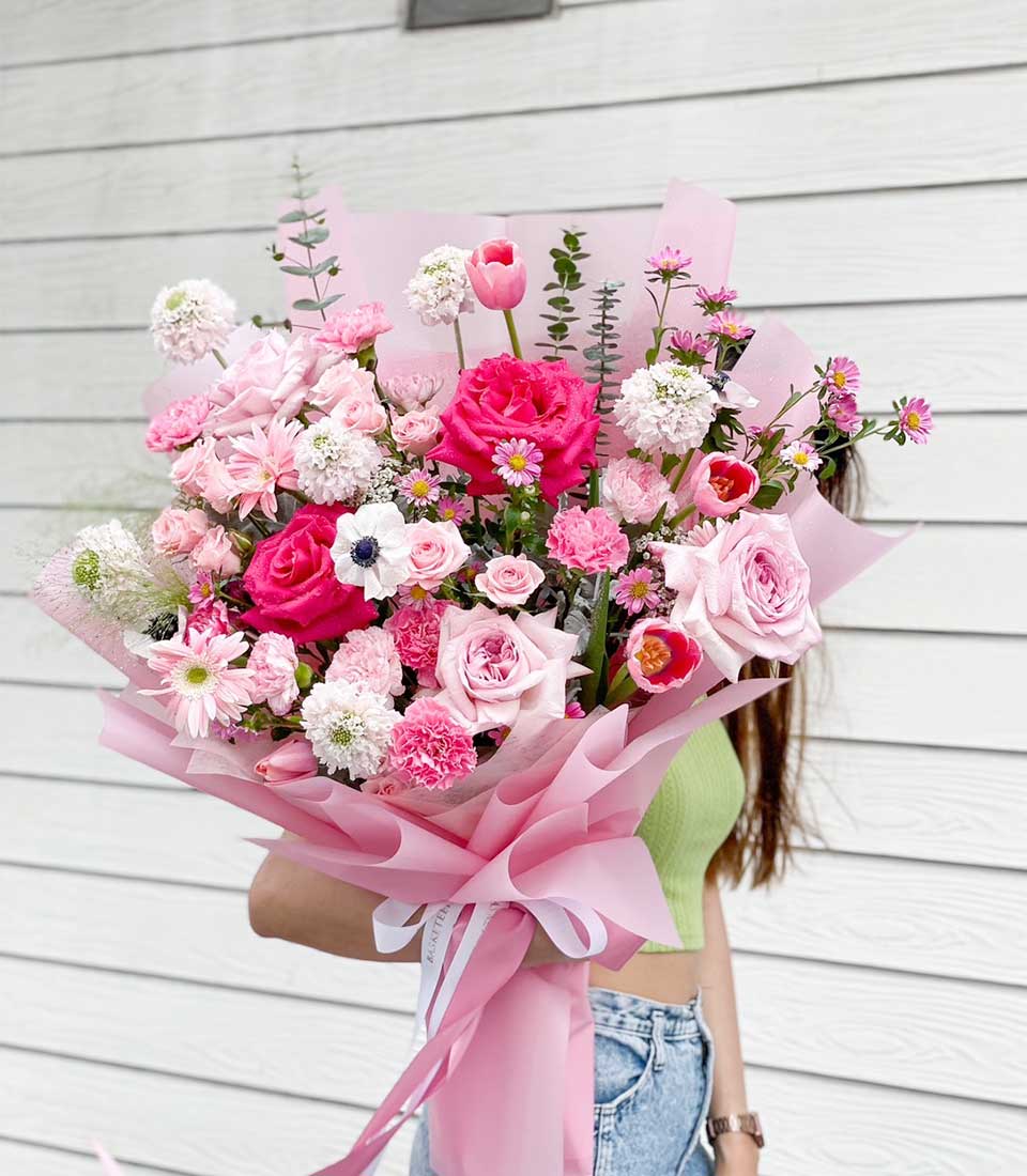 Sweet Blissful Pink Blooms Bouquet