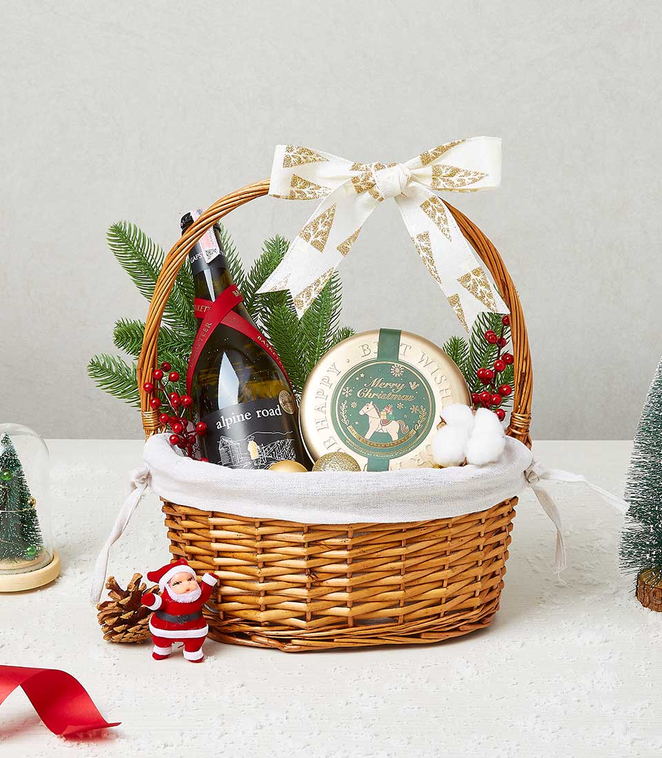 Christmas Bliss Wine & Sweets Gift Basket