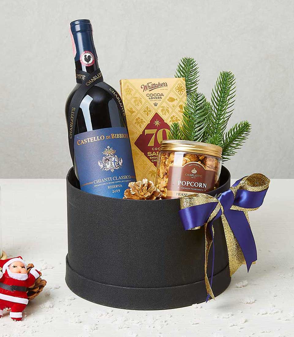 Wine and Snack Christmas Box, Christmas Gift Box