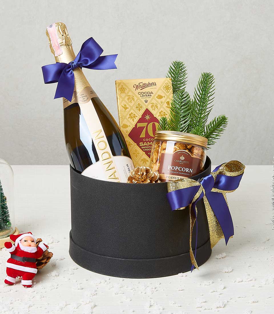 Wine and Snack Christmas Box, Christmas Gift Box
