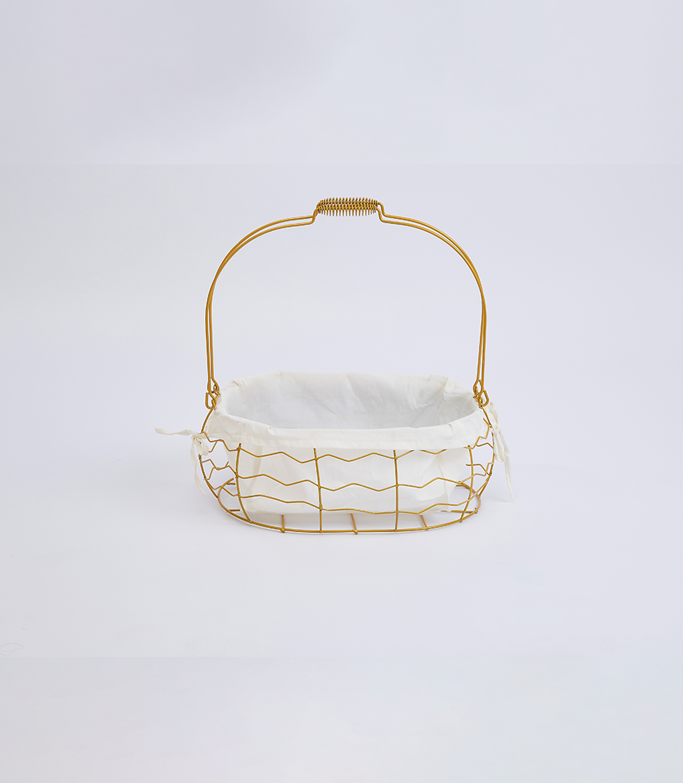 Steel Framed Basket with Lining, Empty Basket