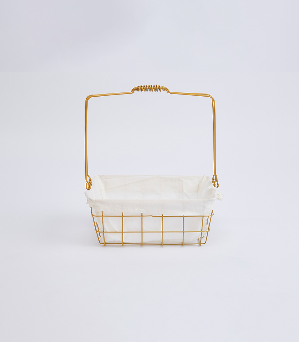 Stylish Steel Frame Basket With Cloth Inside, Empty Basket
