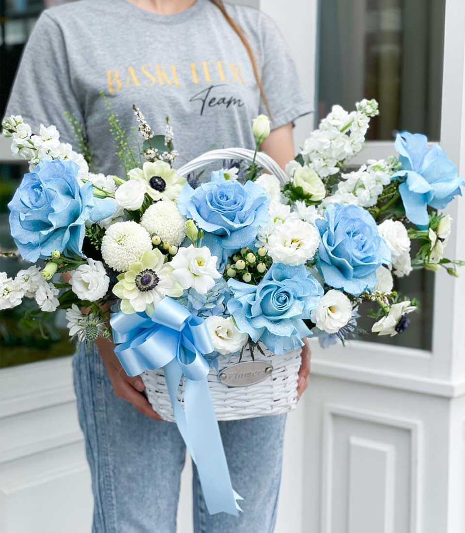 Love's Blue Flowers Gift Basket