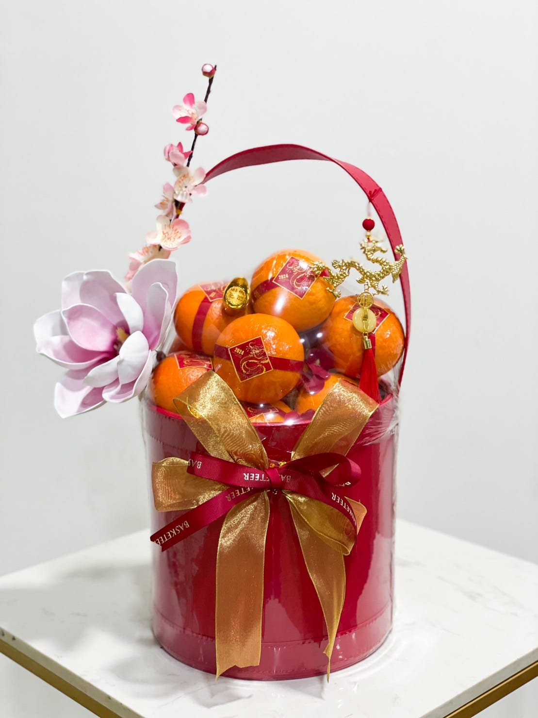 A festive red bucket, dubbed the 