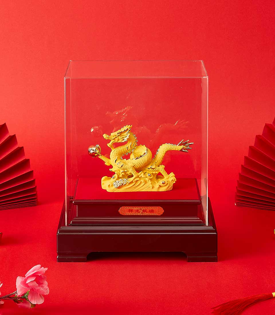Chinese New Year Gold Dragon Statue Gift
