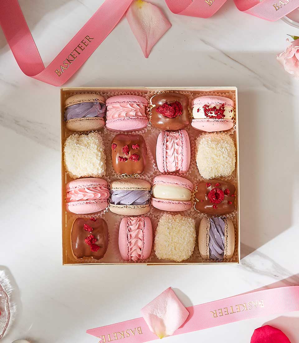 Valentine's Day Raspberry Macaron (Korean one) Gift In The White Box.
