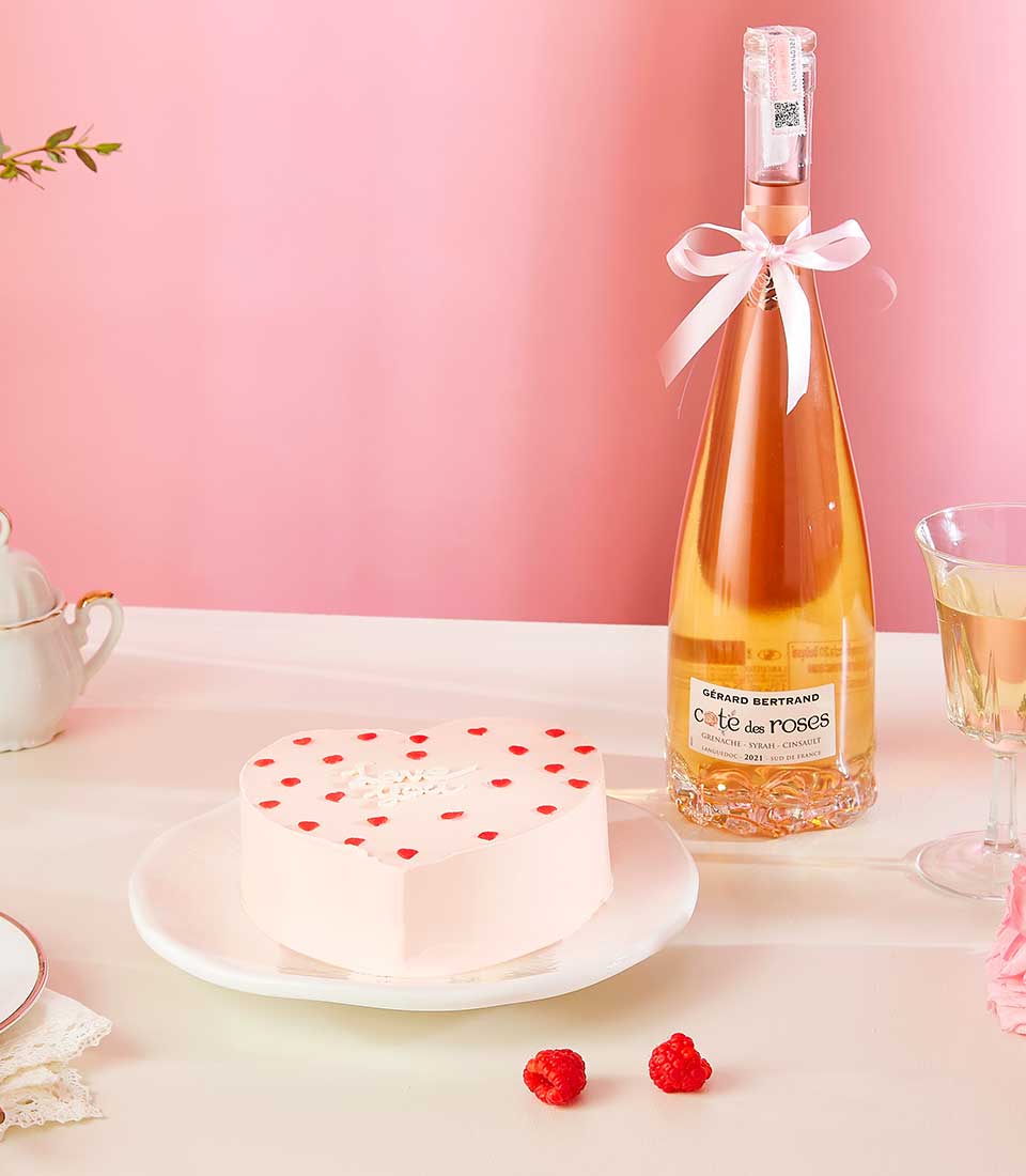 Heartfelt Moments: Wine With Heart Cake