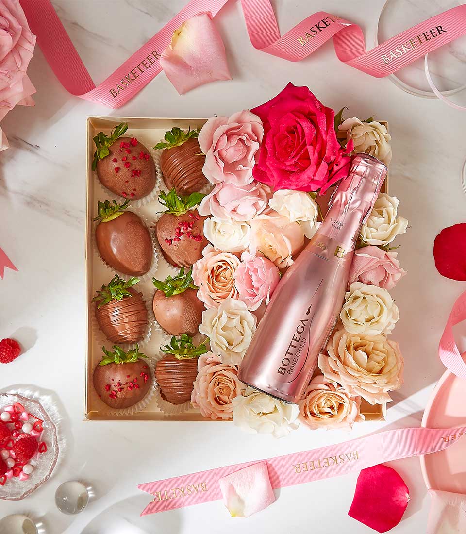 Experience the exquisite Chocolate-Dipped Strawberry Wine Blooms gift, a perfect blend of sweetness and elegance