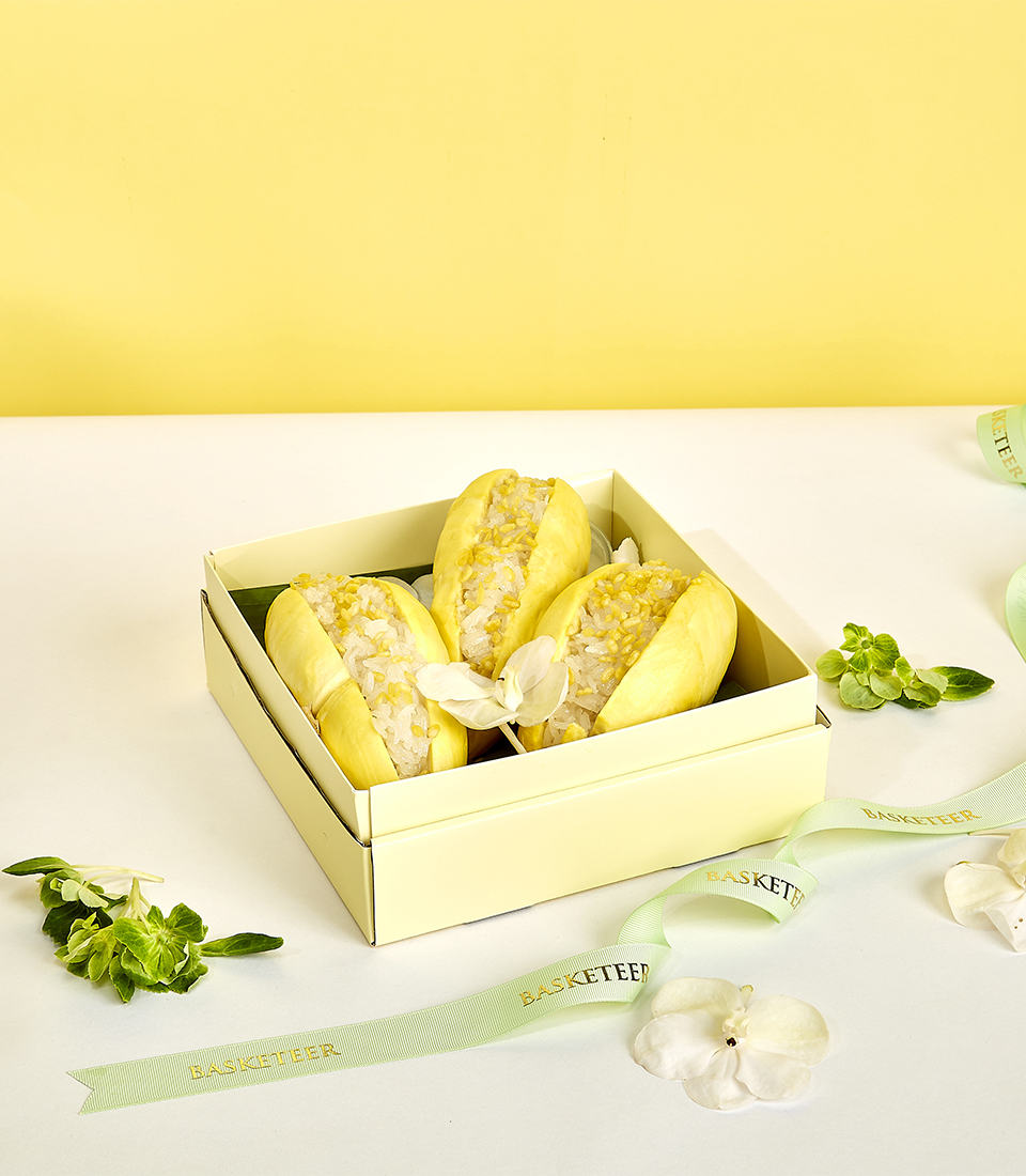 Experience the exotic taste of Thailand with our Stuffed Monthong Durian Gift Box, featuring Monthong durian stuffed with sticky rice. Perfect for gifting or indulging in the authentic flavors of Thai summer fruits. Order now!