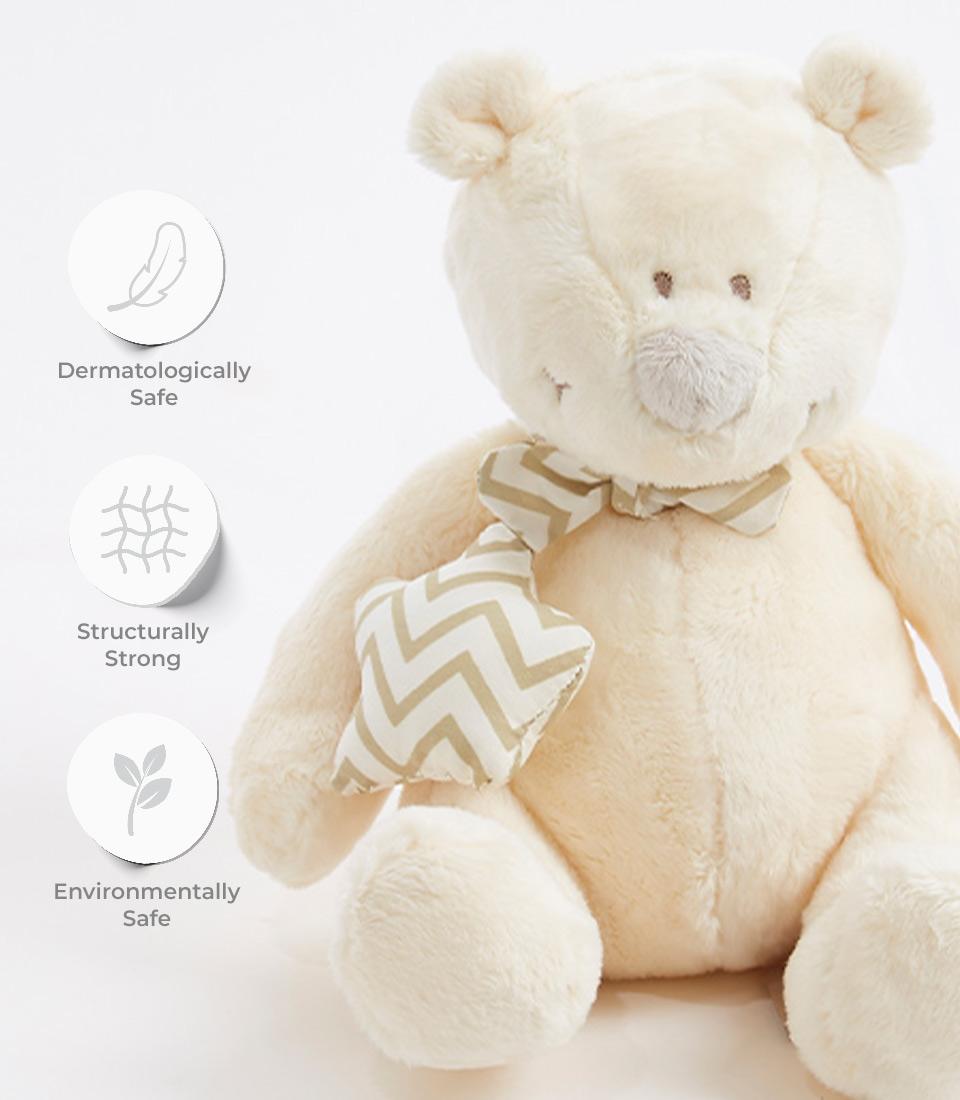 Creamy Cuddle Bear with Chevron Scarf – Ideal Baby Gift